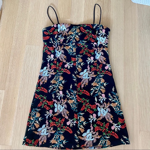 Embroidered Ponte Straight-Neck Dress - Picture 2 of 4